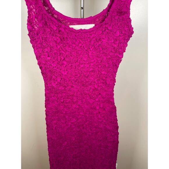 Mara Hoffman Sloan Popcorn Smocked Bodycon Berry Pink Midi Dress Size XXS - Picture 5 of 9